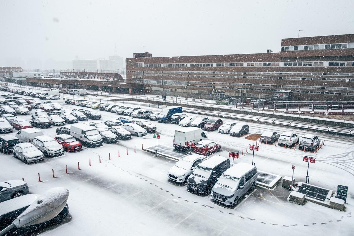 El centro de Madrid durante el temporal, a 28 de enero de 2026, en Madrid.