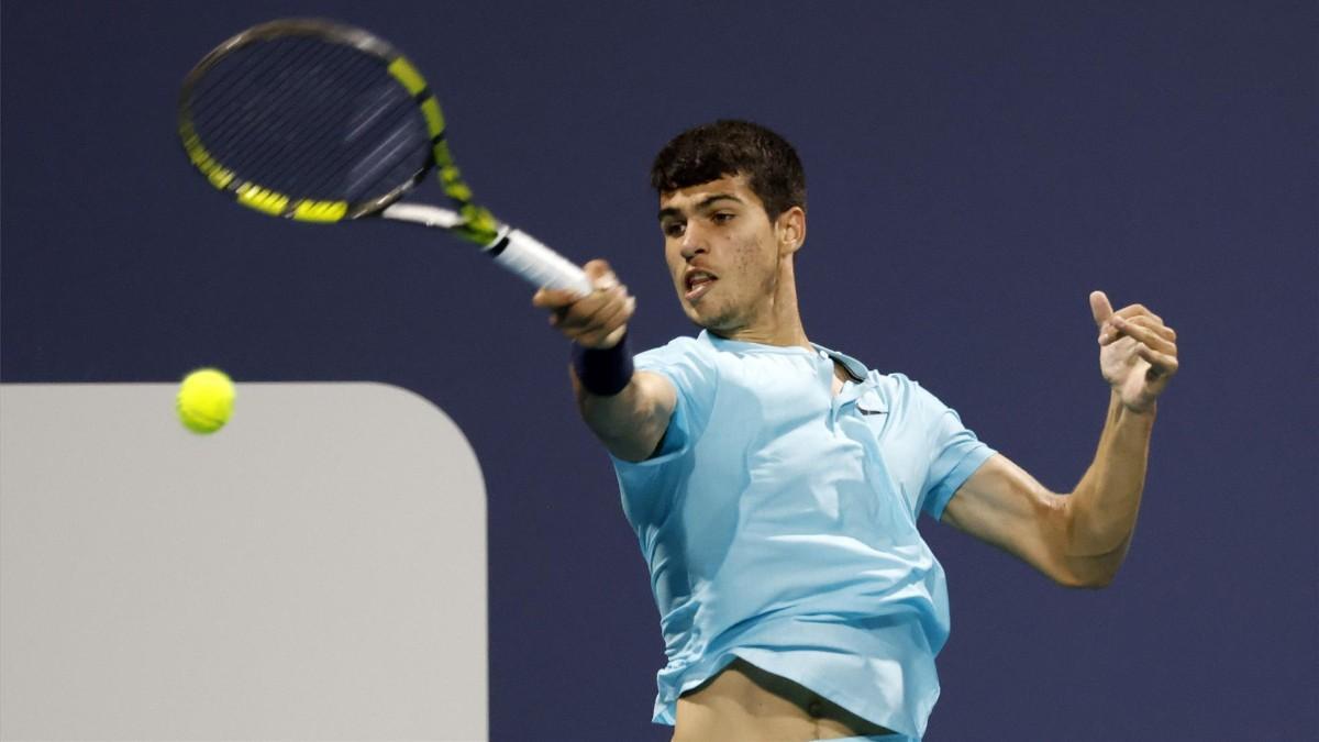 Carlos Alcaraz, en un partido del pasado Masters 1000 de Miami