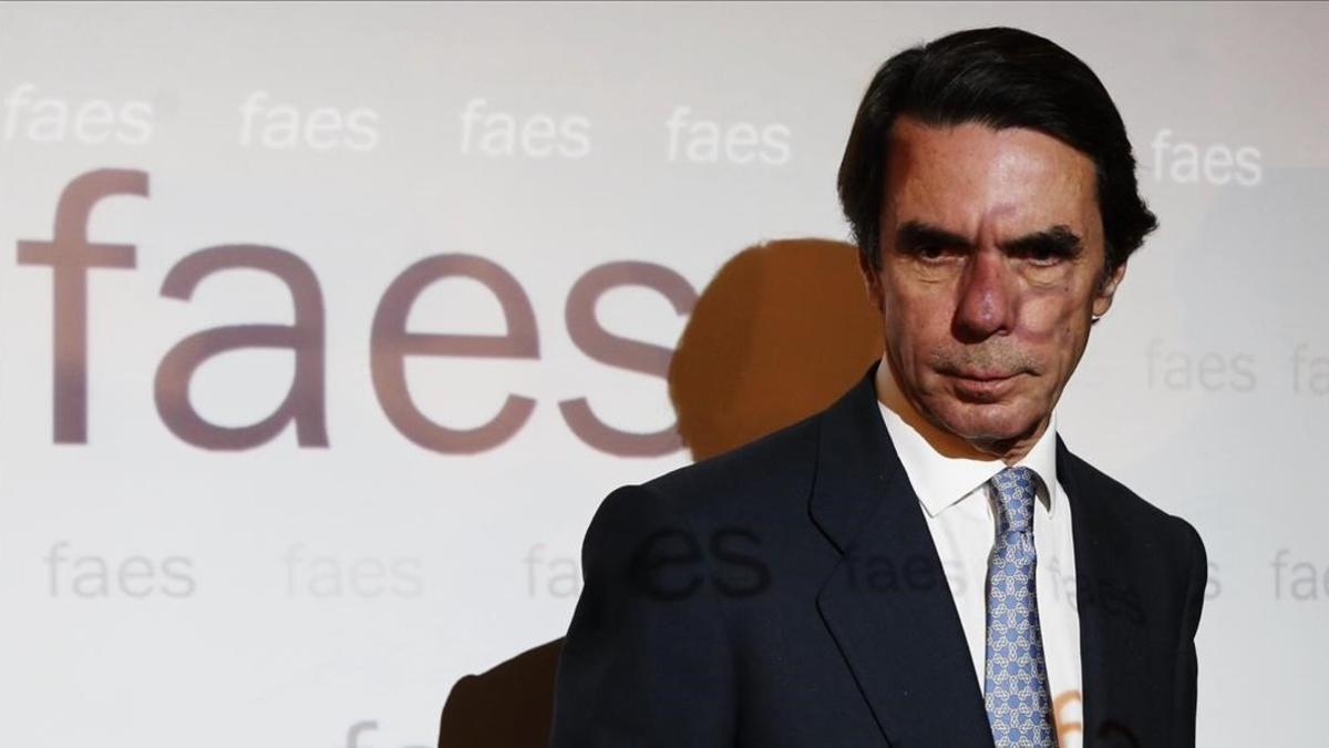 José María Aznar, durante un acto de la fundación FAES.