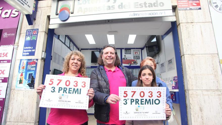 Un décimo del tercer premio del Niño vendido en Castelló