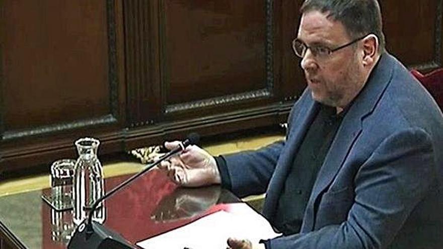 El líder d&#039;ERC, Oriol Junqueras, durant el judici pel referèndum de l&#039;1-O