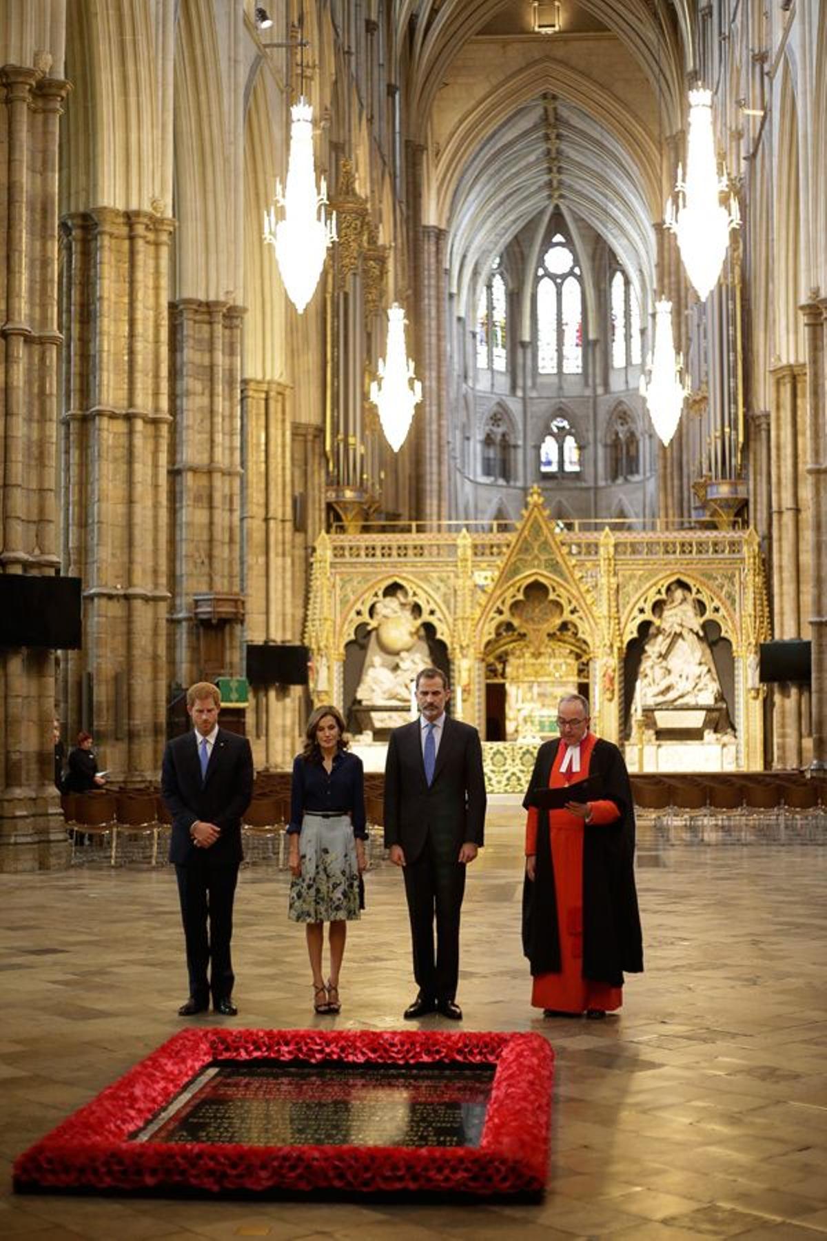 Visita a la Abadía de Westminster: el príncipe Harry, Felipe VI y Letizia Ortiz