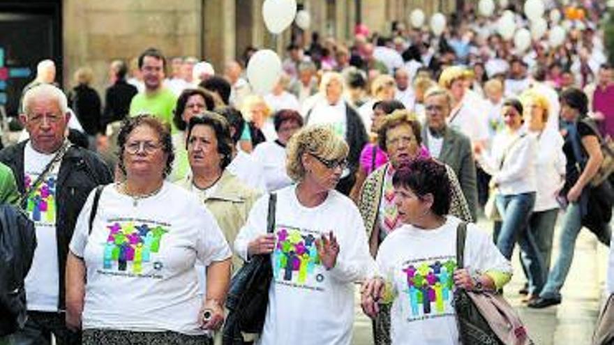 Manifestación en Barcelona en el Día mundial de la salud mental.