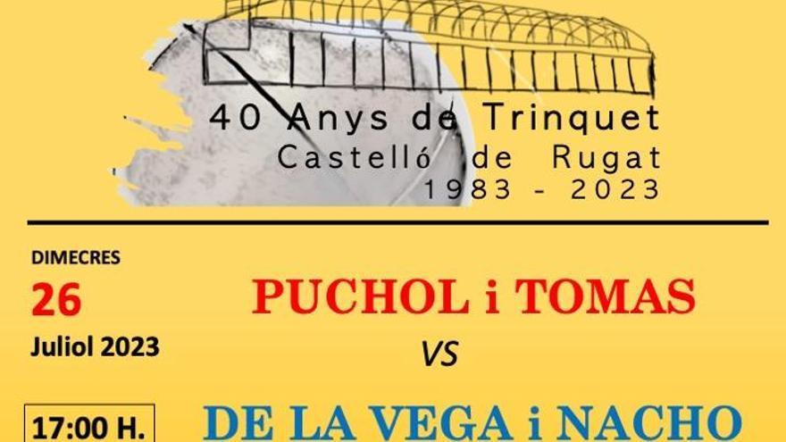 Cartel de la celebración del Trinquet de Castelló de Rugat.