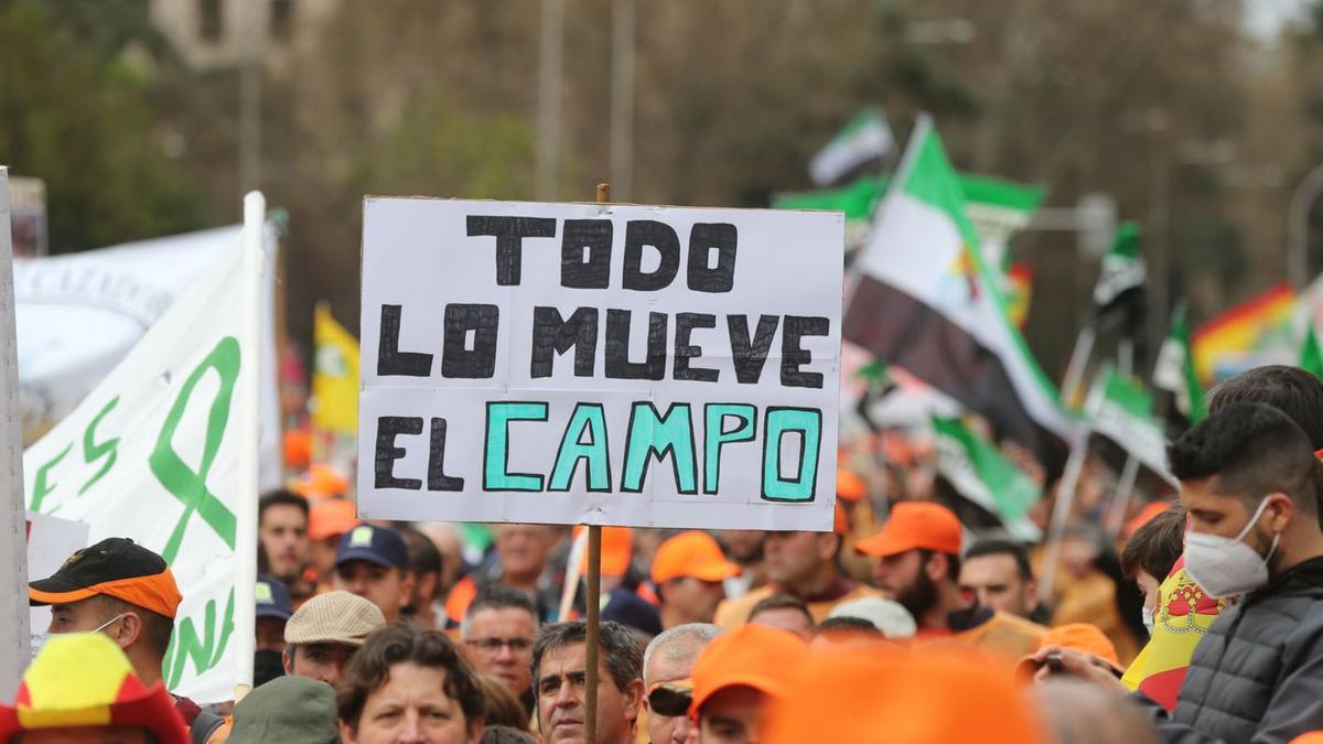 Cazadores en una protesta por el mundo rural en Madrid. | E. P.