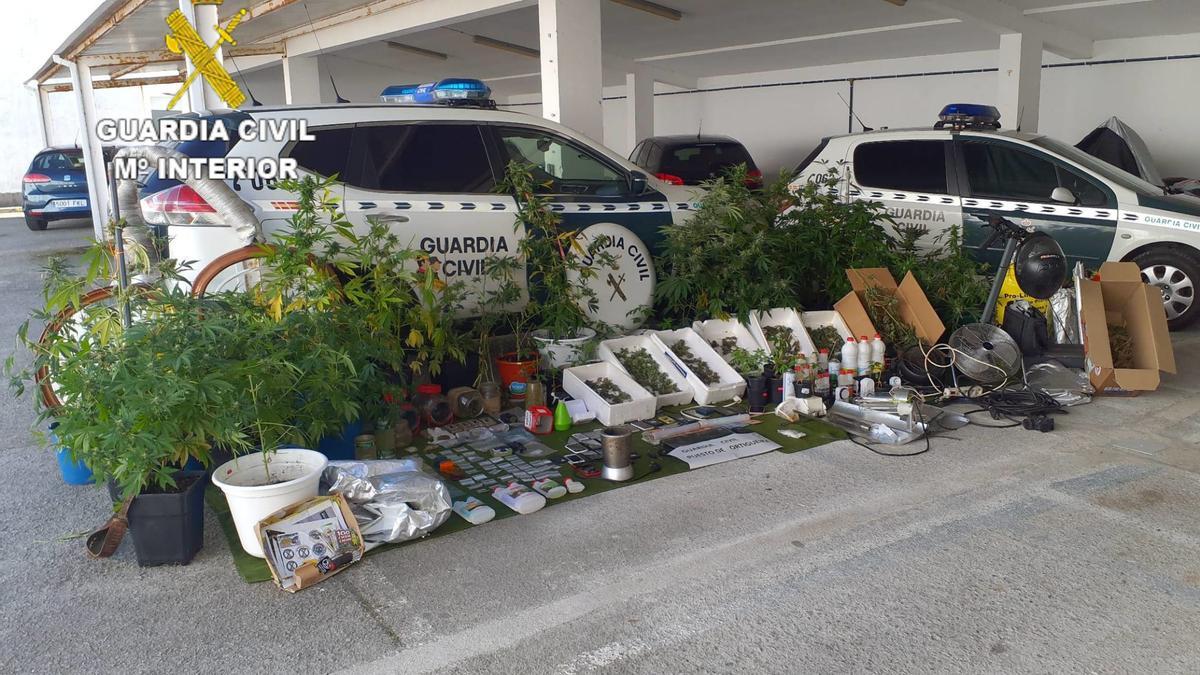 La Guardia Civil desmanteló un punto de venta y cultivo de drogas en Oleiros.