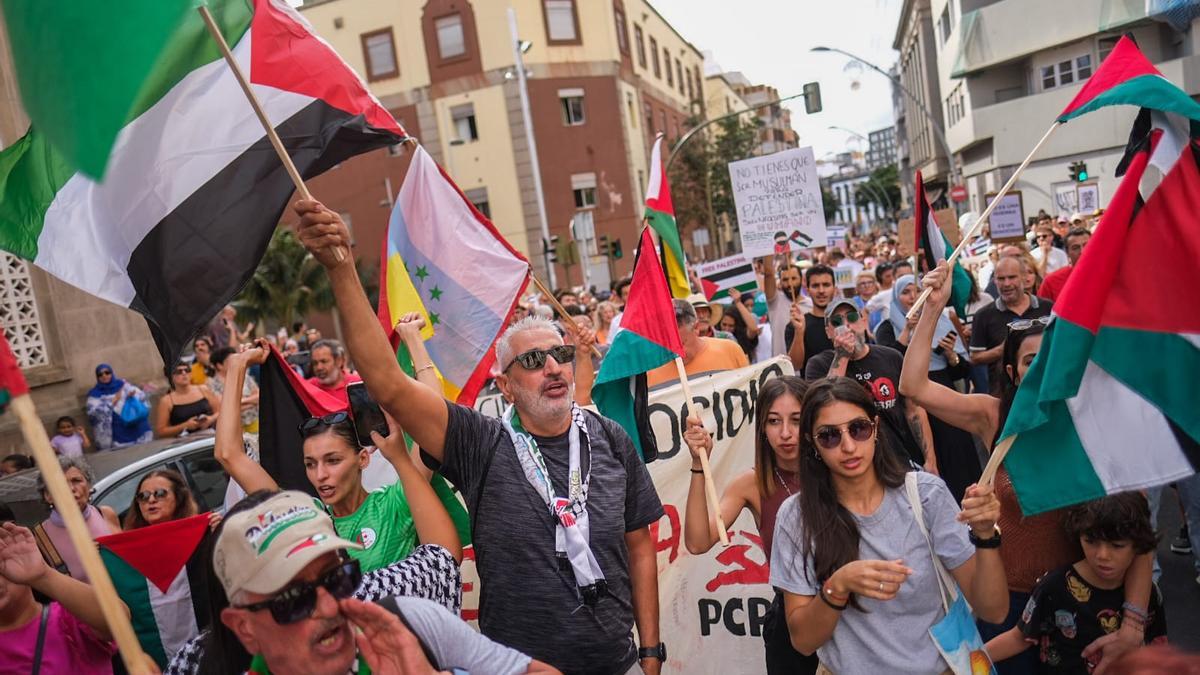 Manifestación en Tenerife de apoyo a Palestina.