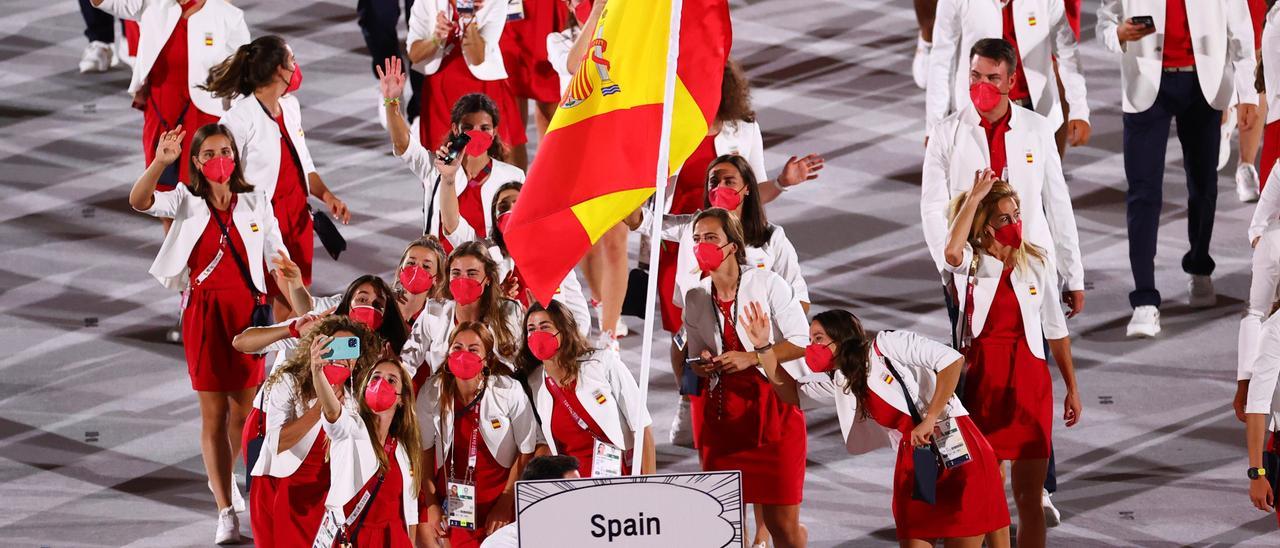 La delegación española en la inauguración de los Juegos Olímpicos de Tokio