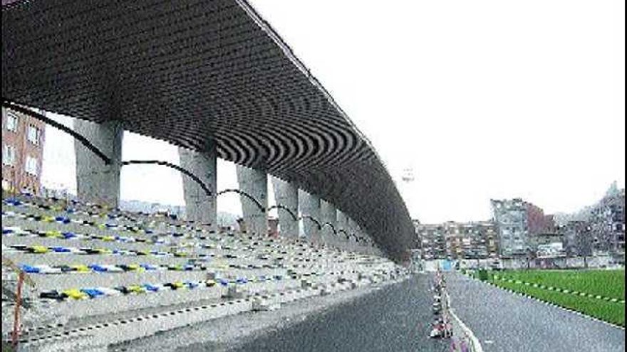 La pista de atletismo del Hermanos Antuña, en obras.