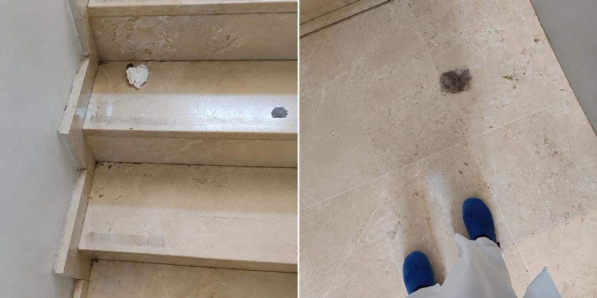 Zonas comunes del Universitario con suciedad acumulada y signos visibles de abandono.