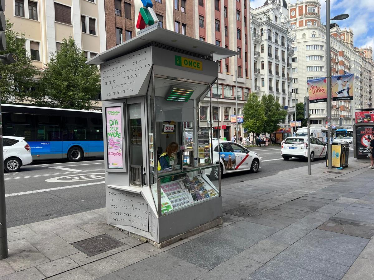 El quiosco de la ONCE donde trabaja Elena.