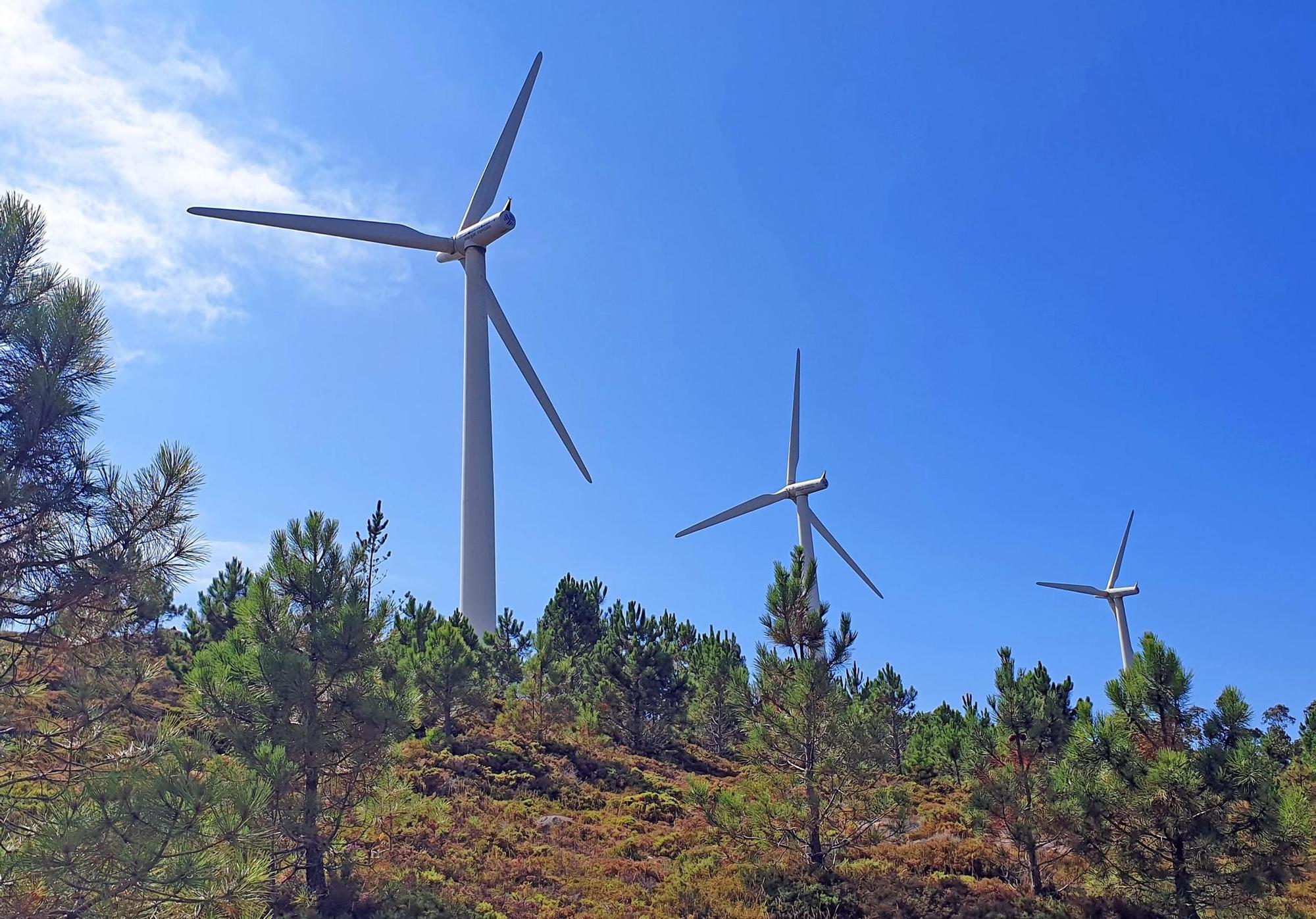 Aerogeneradores de un parque eólico en Galicia