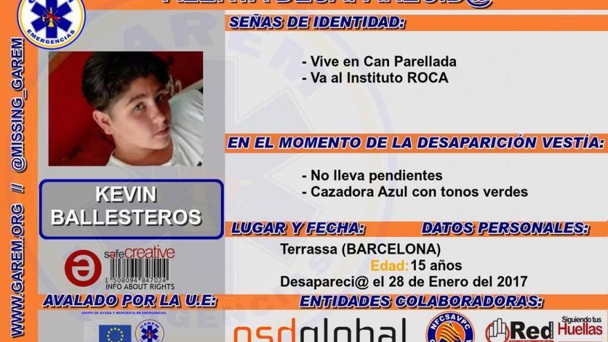 Desaparecido un chico de 15 años en Terrassa