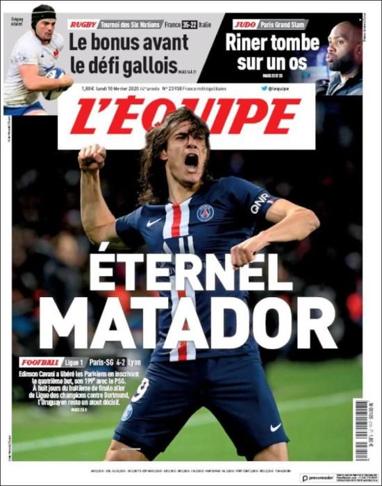 Portada L'ÉQUIPE lunes 10 febrero 2020