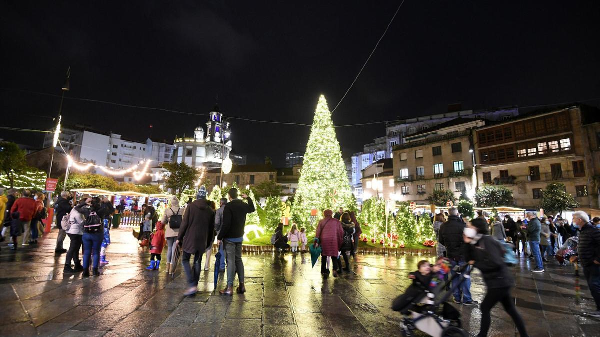 Praza da Ferrería una Navidad pasada.