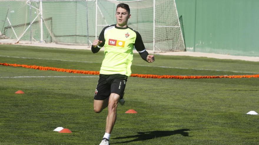 Liberto, esta mañana, durante el entrenamiento