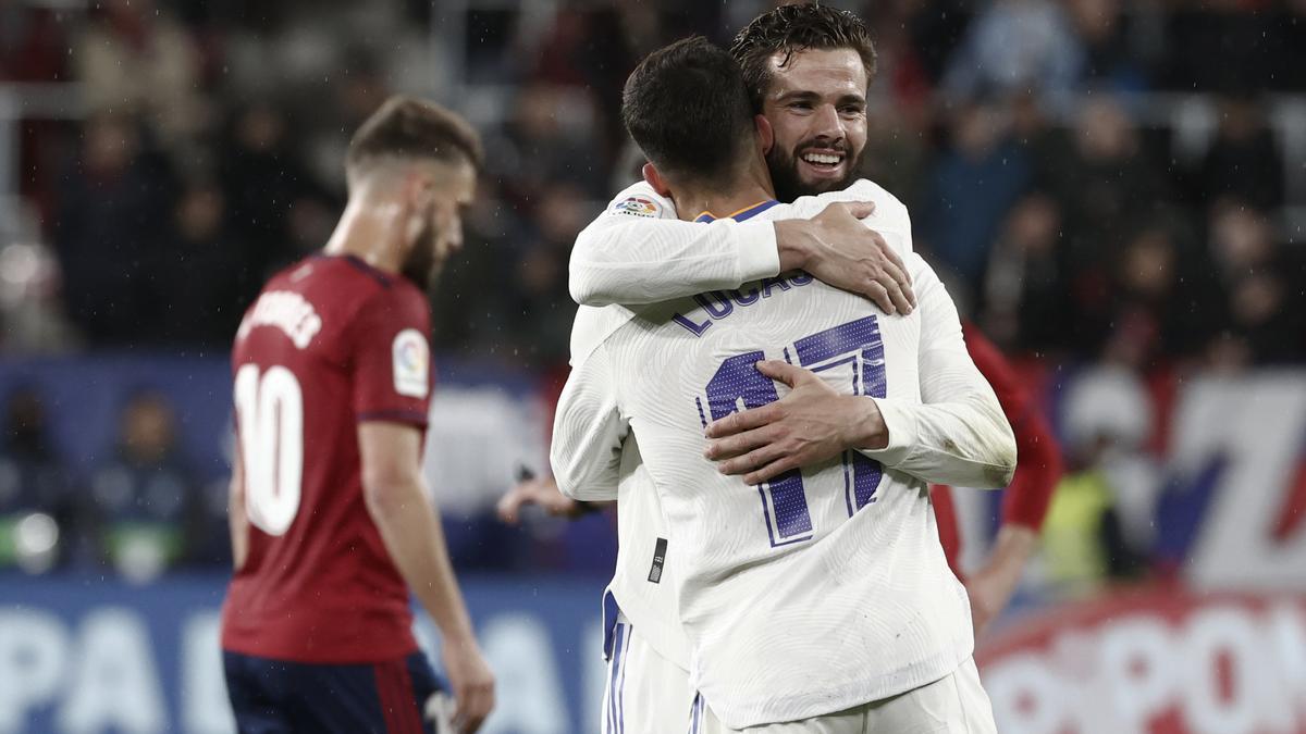 Nacho y Lucas Vázquez celebran la victoria ante Osasuna.