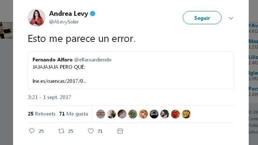 Andrea Levy reprende al PP de Mieres por la polémica de Surfin&#039;Bichos: &quot;Esto me parece un error&quot;