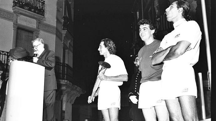 Amb Manel Estiarte a l’arribada de la torxa olímpica el 18 de juny del 1992