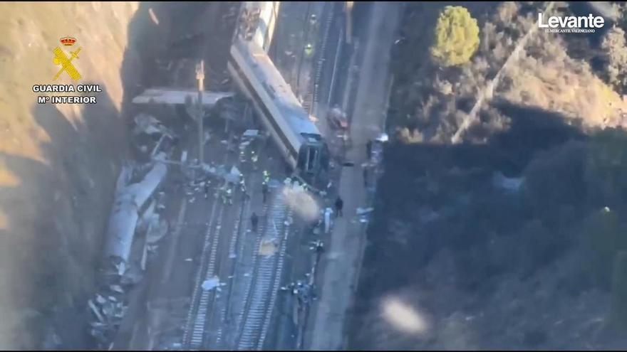 Imágenes aéreas de la zona del accidente en Adamuz (Córdoba)
