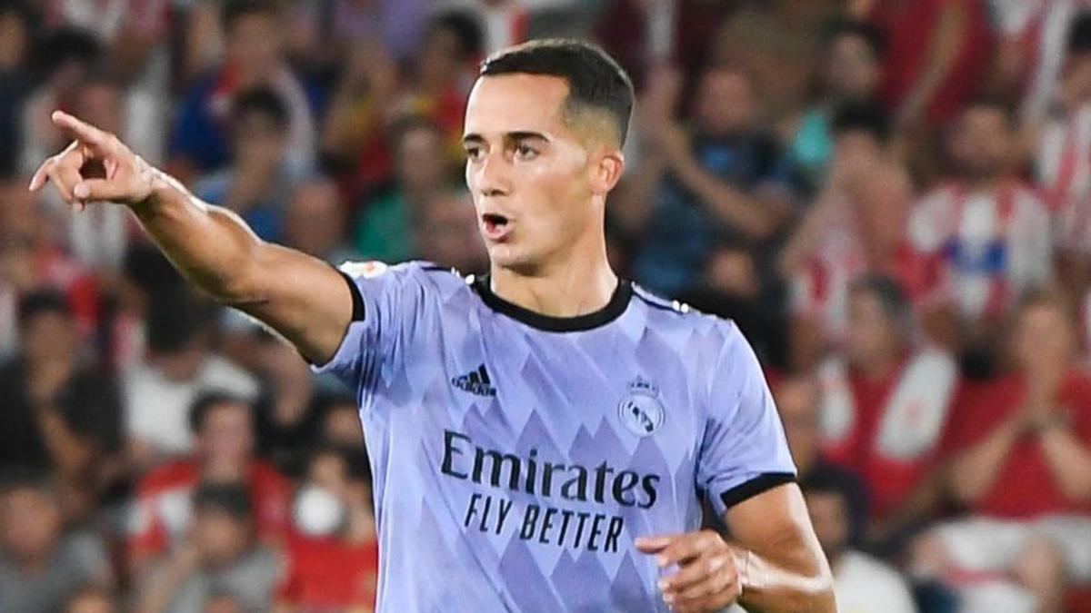 Lucas Vázquez celebra su gol al Almería. |  // EFE