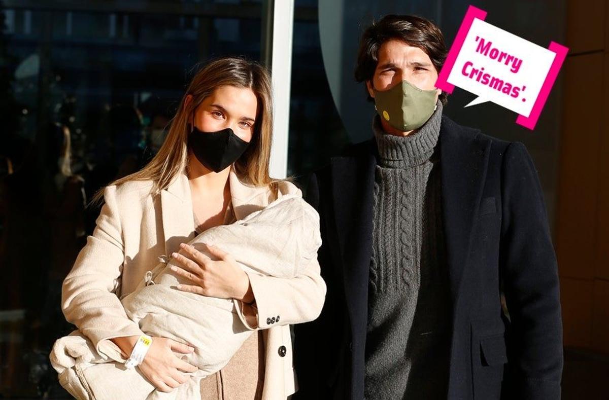 María Pombo y Pablo Castellano posan en la puerta del hospital