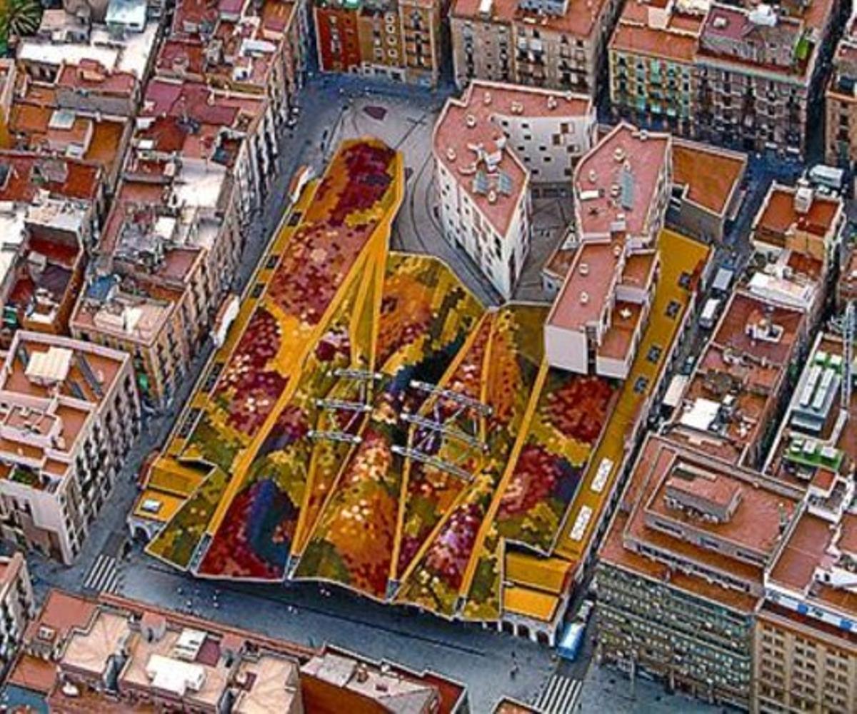 Vista aèria del mercat de Santa Caterina. Vista aèria del mercat de Santa Caterina.