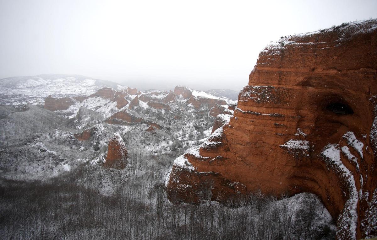 Nieve en Las Médulas, en la provincia de León.