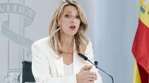 Yolanda Díaz durante una rueda de prensa posterior al Consejo de Ministros