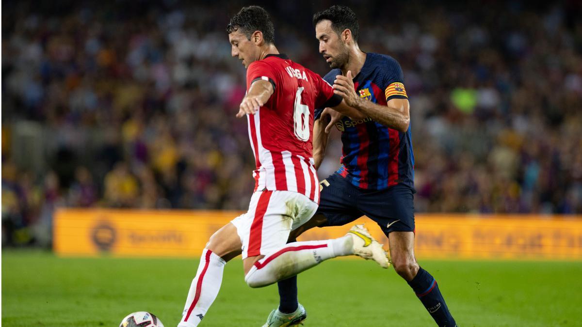 Sergio Busquets recuperó la titularidad ante el Athletic tras descansar contra el Villarreal