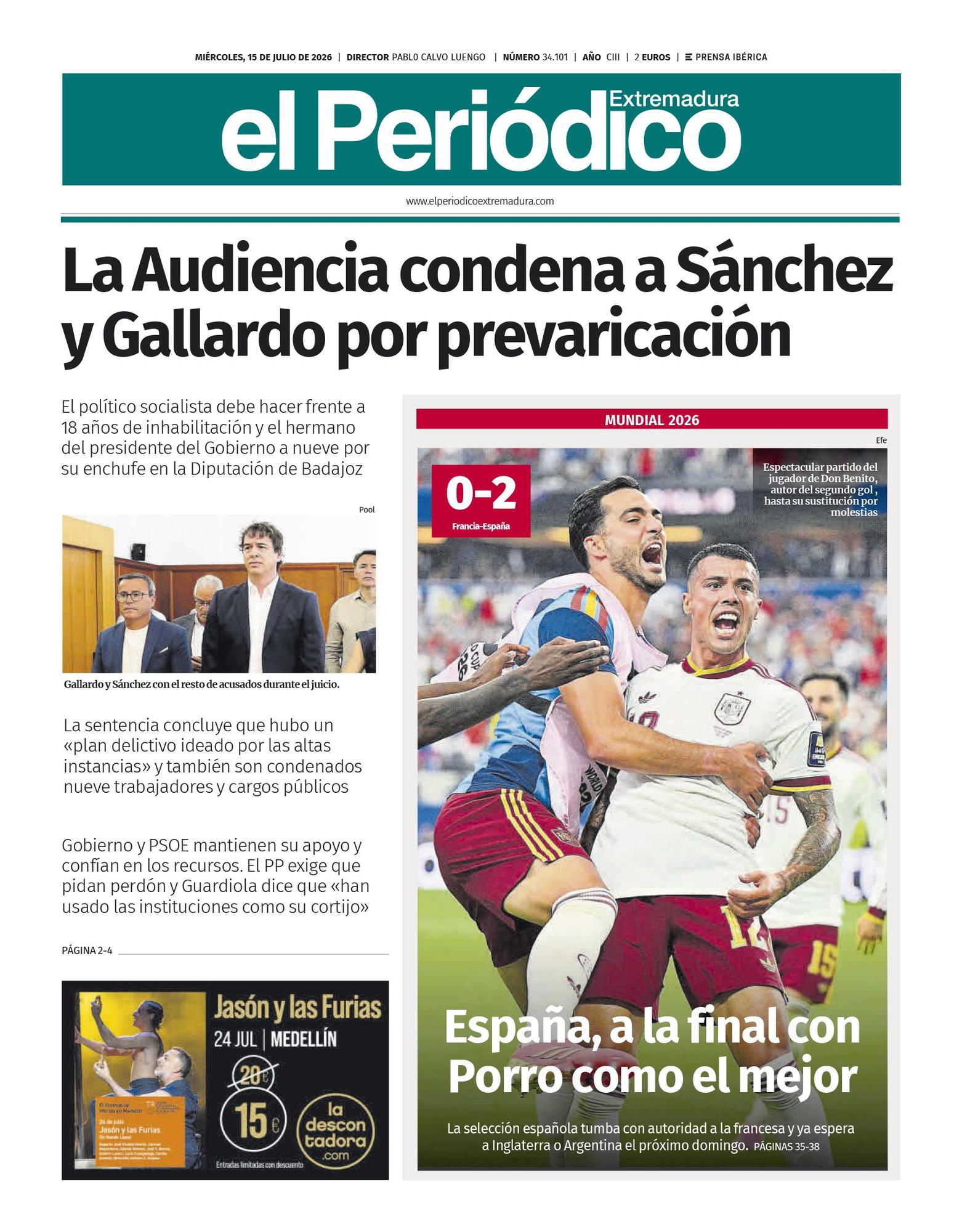 Consulta la portada correspondiente al día 15 de julio de 2026