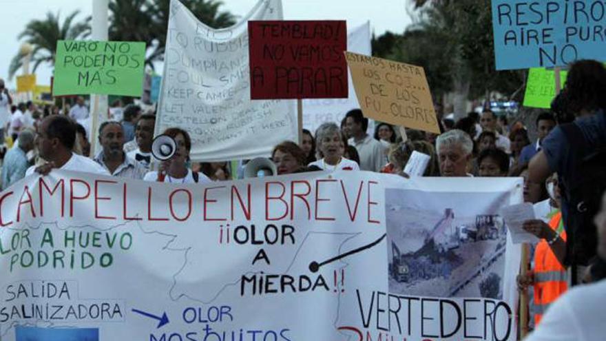 Una de las protestas contra la planta de basuras.