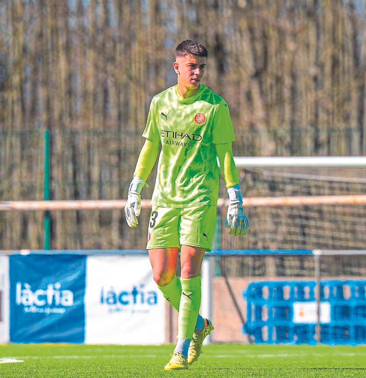 Andreev durant el derbi de diumenge contra l’Olot a Vidreres.