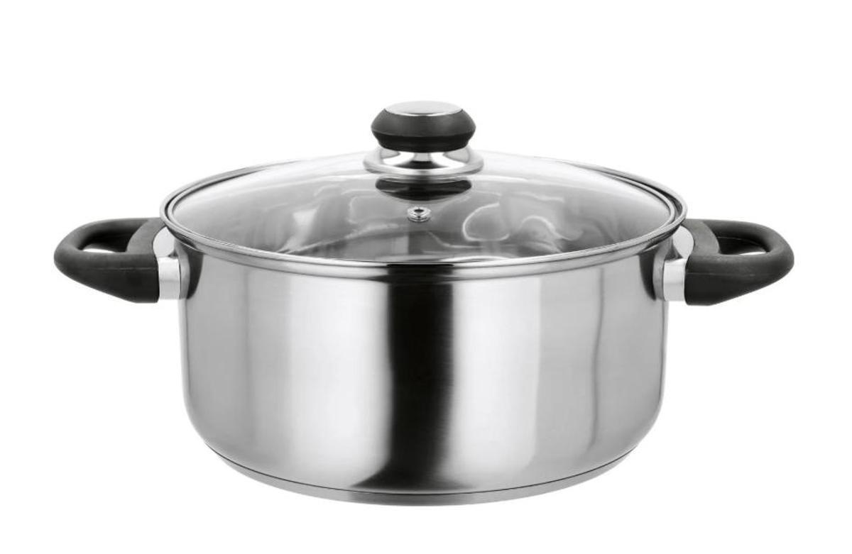 Olla de acero inoxidable.