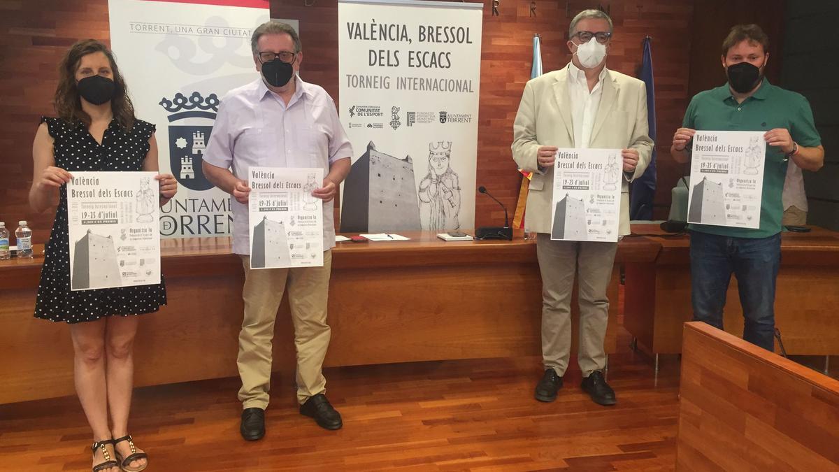 Susi Ferrer, Jesús Ros, Luis Barona y Andrés Campos en la presentación del torneo.