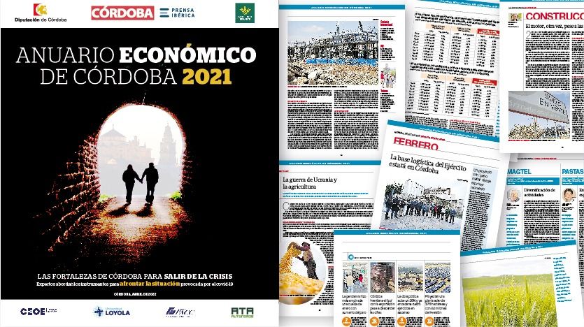 Portada y algunas de las imágenes del Anuario Económico de Córdoba 2021.