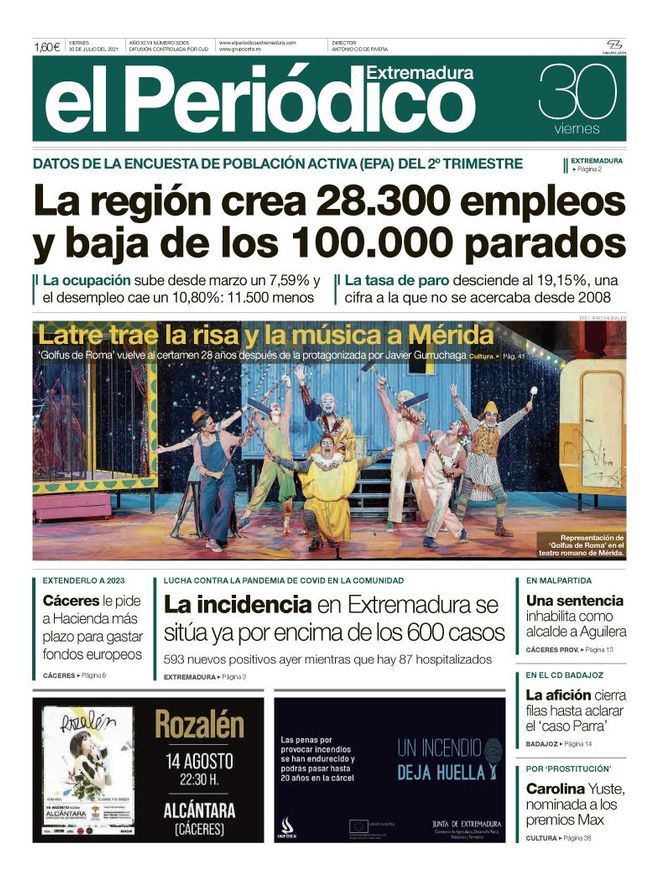 Consulta la portada correspondiente al día 30 de julio del 2021
