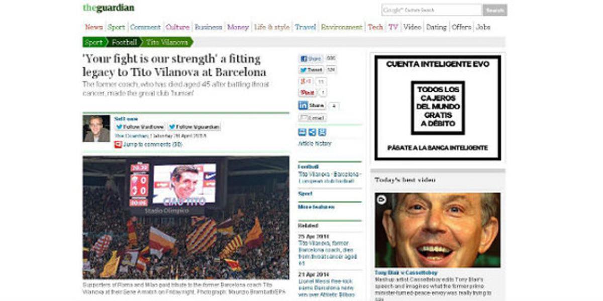 ’The Guardian’ rendeix homenatge a Tito Vilanova