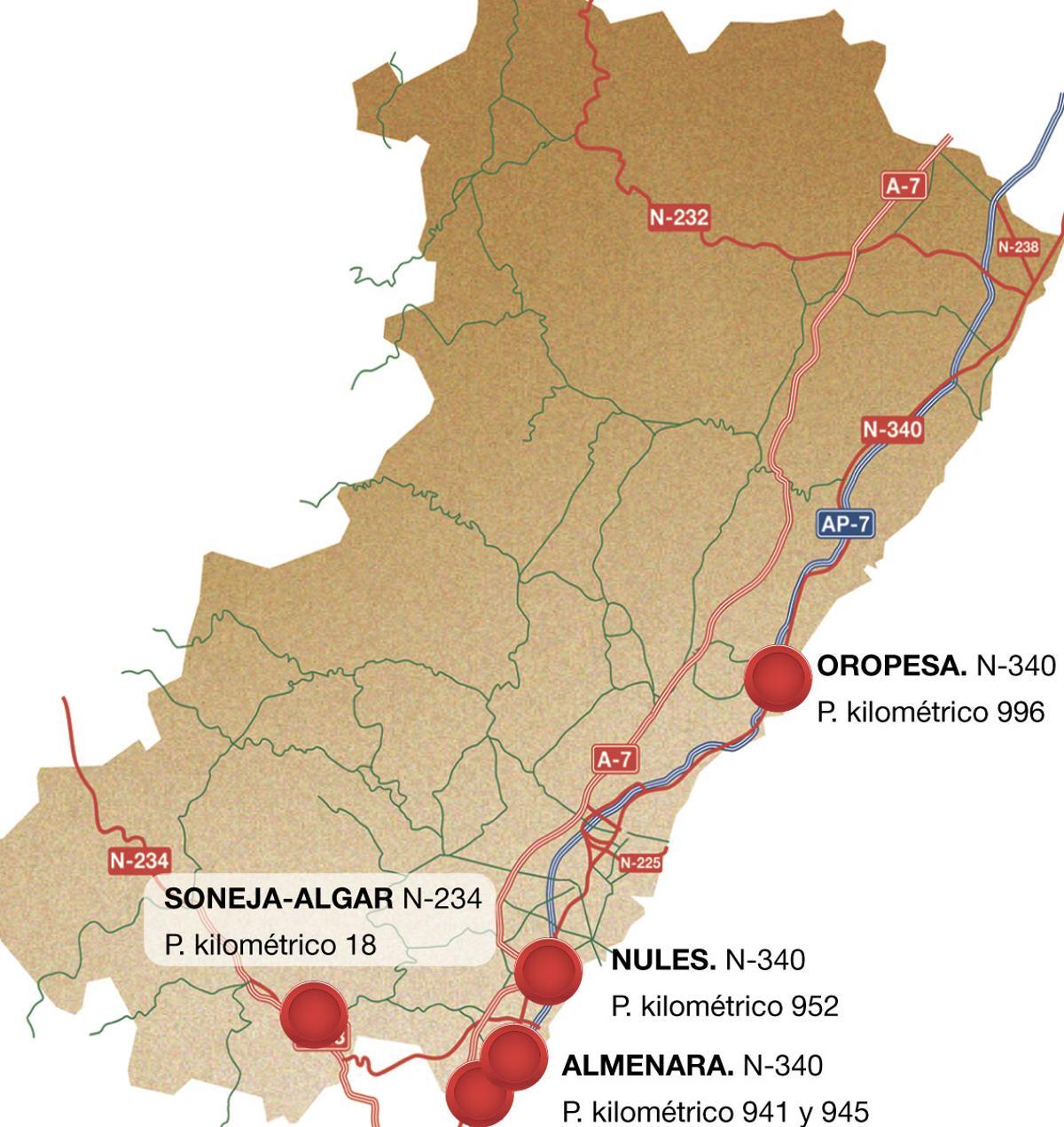 Mapa puntos kilométricos