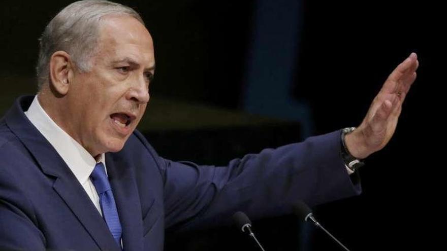 Netanyahu, durante su discurso en la ONU. // Reuters