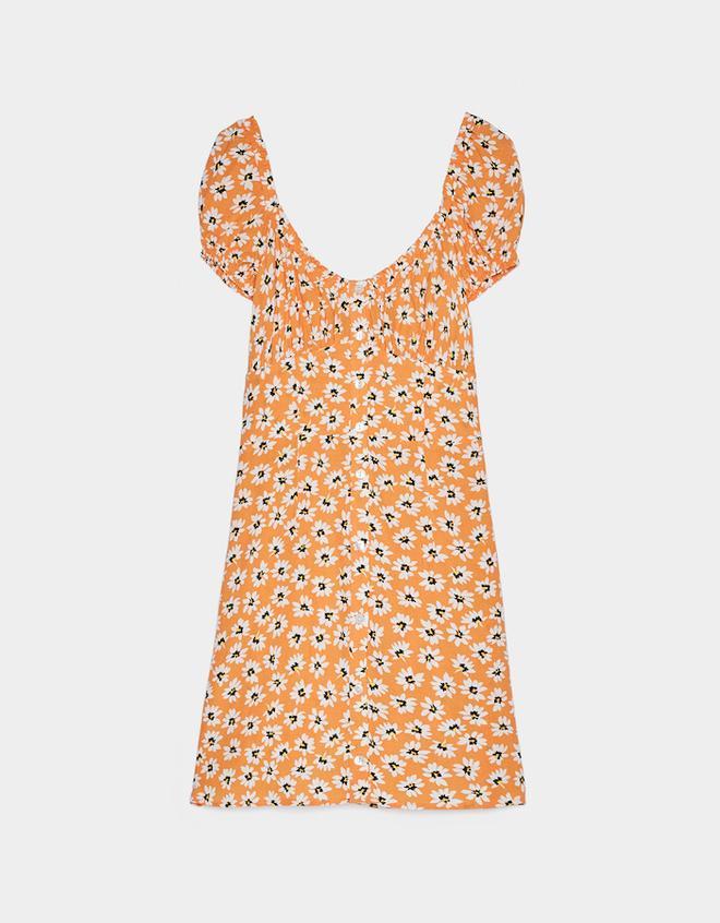 Vestido de flores naranja, de Bershka