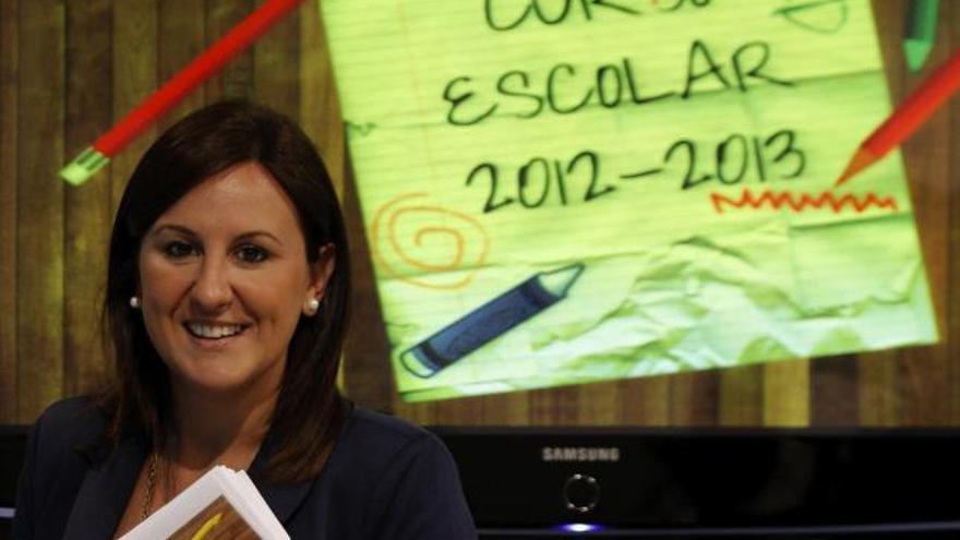 La consellera de Educacion, Maria José Catalá, hoy al presentar los datos sobre el inicio del curso escolar 2012-2013.