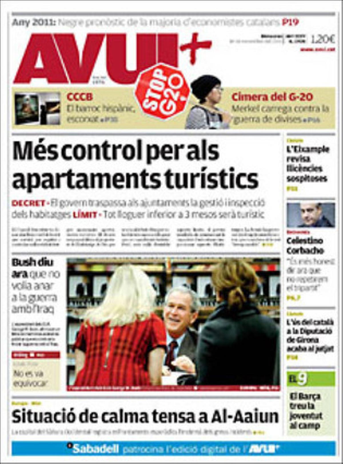 A les pàgines interiors ’Avui’ destaca que el Govern català aspira a tancar ’in extremis’ la inversió de l’Estat a Catalunya per al 2011, i que el PP ha recorregut també l’ús del català a la Diputació de Girona.