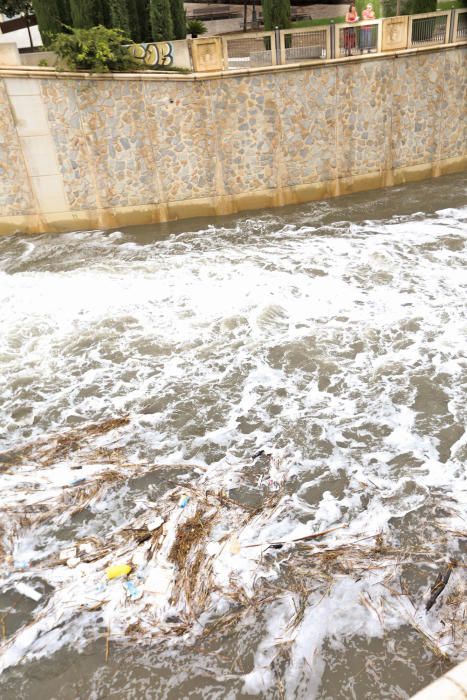 La CHS investiga la aparición de espuma en superficie a lo largo del cauce del Segura en toda la comarca, tras las lluvias que se han registrado en los últimos días.