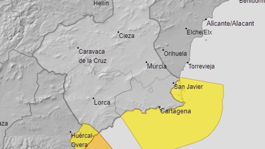 La Aemet emite un aviso amarillo por vientos de hasta 70 kilómetros por hora en el Campo de Cartagena y Mazarrón