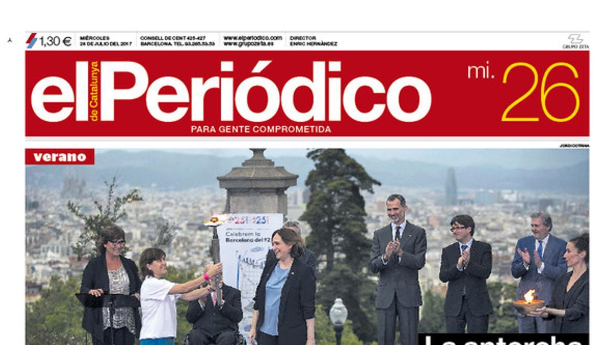 La portada de EL PERIÓDICO del miércoles, 26 de julio del 2017.