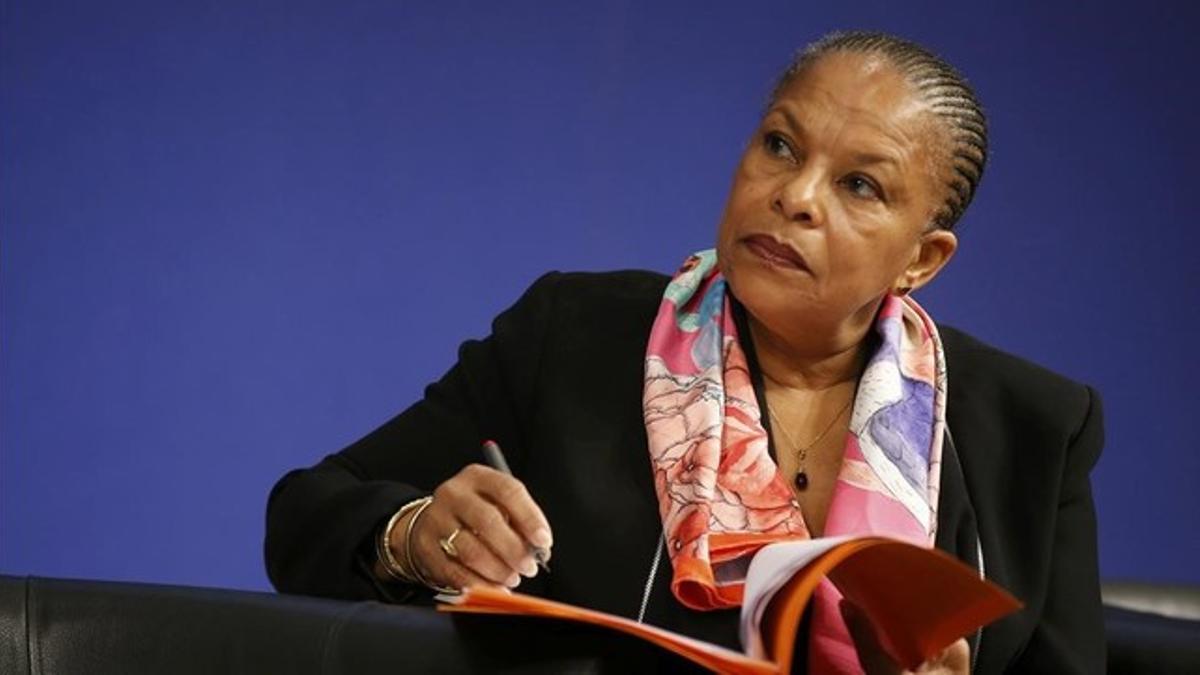 Christiane Taubira, durante una reunión en el Ministerio de Economía y Finanzas, en París, el 15 de diciembre.