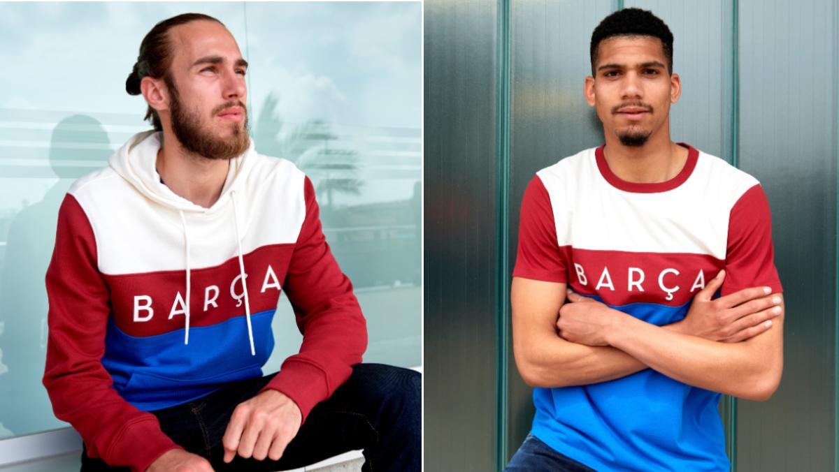  Los jugadores del primer equipo del Barça Óscar Mingueza y Ronald Araujo son los embajadores de la nueva colección ’Color Block’ del club azulgrana.