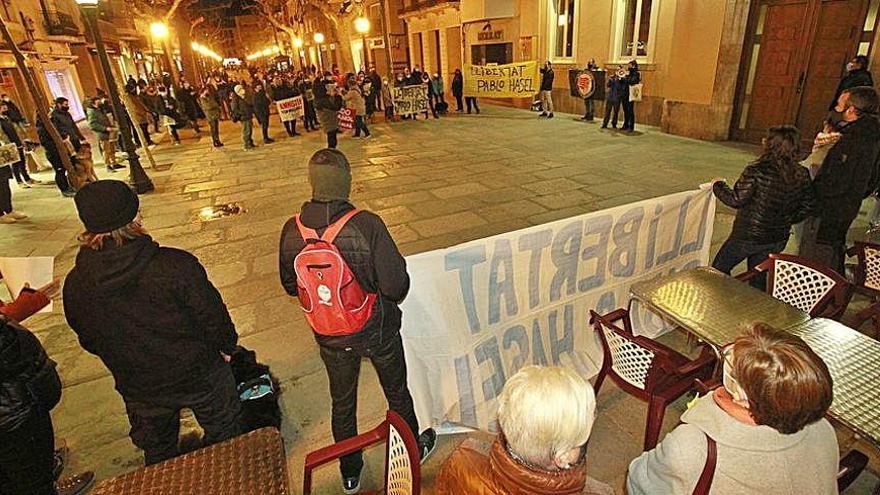 Concentració de suport a Pablo Hasél de la setmana passada.