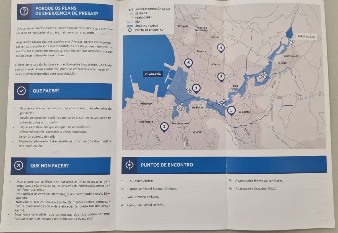 La información del folleto incluye un mapa con los puntos de encuentro.